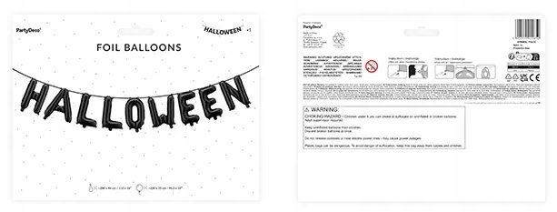 Balony foliowe czarny napis Halloween literki 280x46 cm HAL-097 - obrazek 3