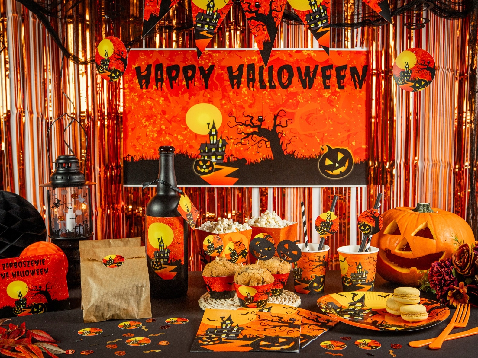 Plakat papierowy na Halloween Nawiedzony Dom 70x33 cm HAL-058 - obrazek 3