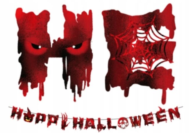 Baner papierowy na Halloween Krwawe ślady Happy Halloween 300 cm HAL-197