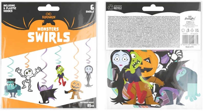 Świderki Dekoracja wisząca na Halloween Monsters Potwory 6 sztuk HAL-075B - obrazek 2