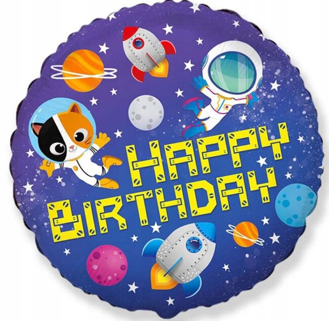 Balon Foliowy Happy Birthday Kosmos Planety 45 cm
