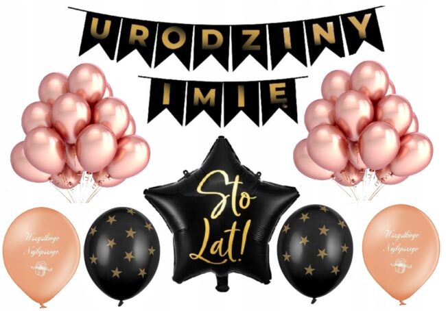 Zestaw Dekoracje Balony Urodziny Dowolne 10-99