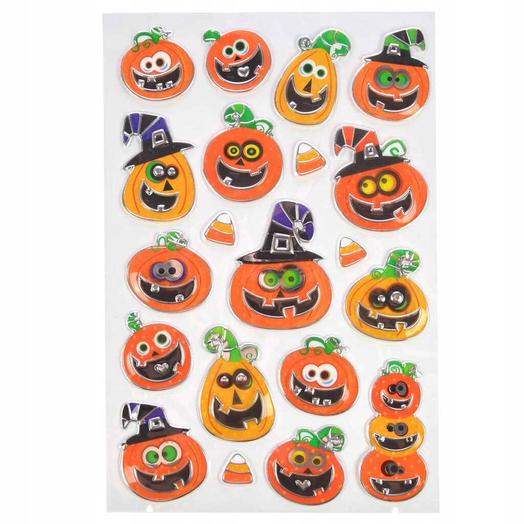 Metalizowane naklejki halloweenowe HALLOWEEN mix wzorów HAL-222A