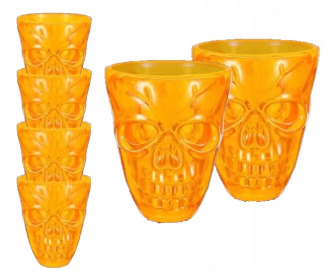 Kieliszki Czaszki na HALLOWEEN Pomarańczowe 4 sztuki HAL-213