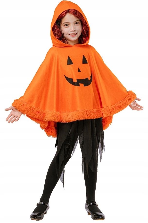 Strój dla dzieci na Halloween Dynia ponczo z kapturem one size HAL-175