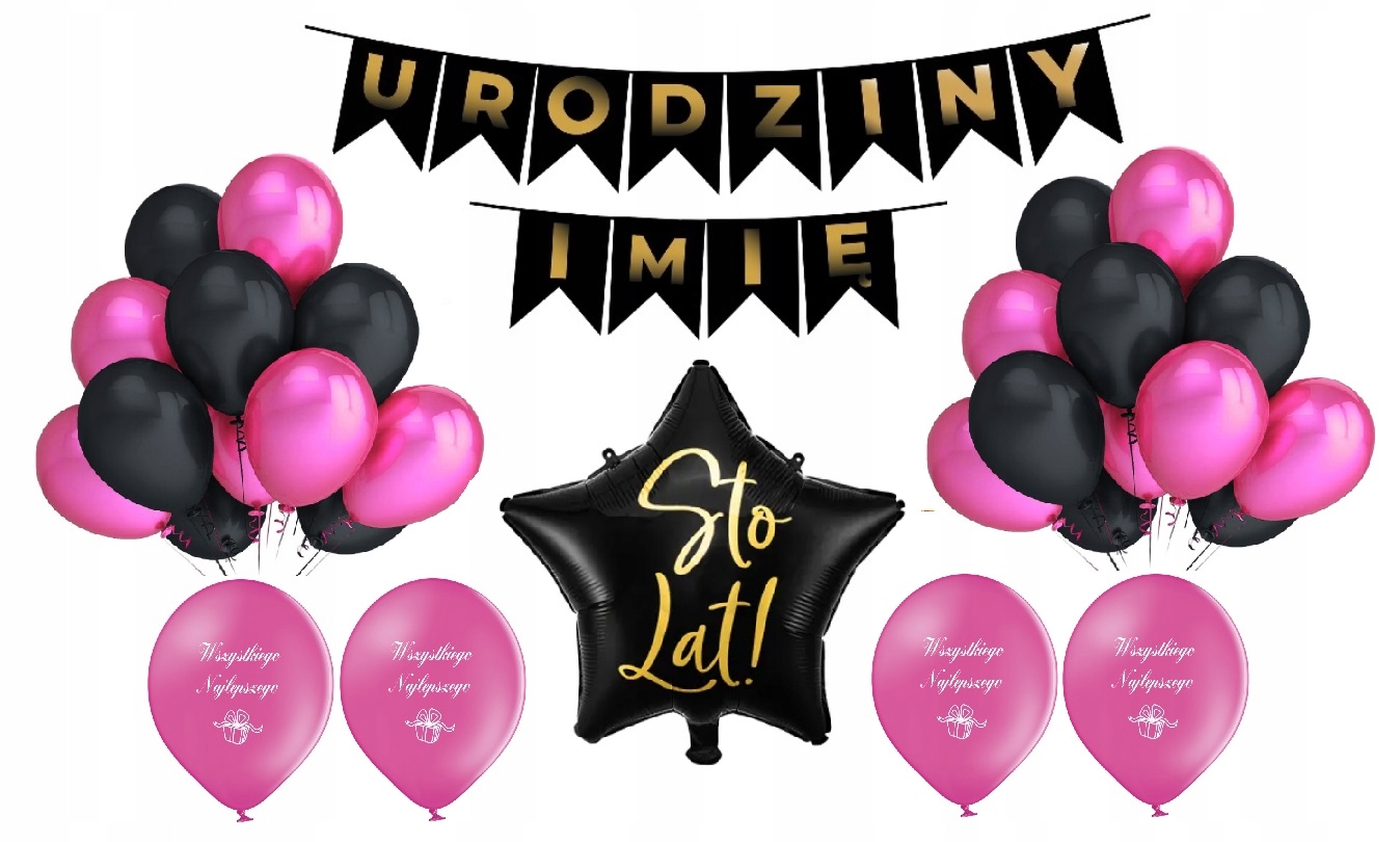 Zestaw Dekoracje Balony Urodziny Dowolne 10-99