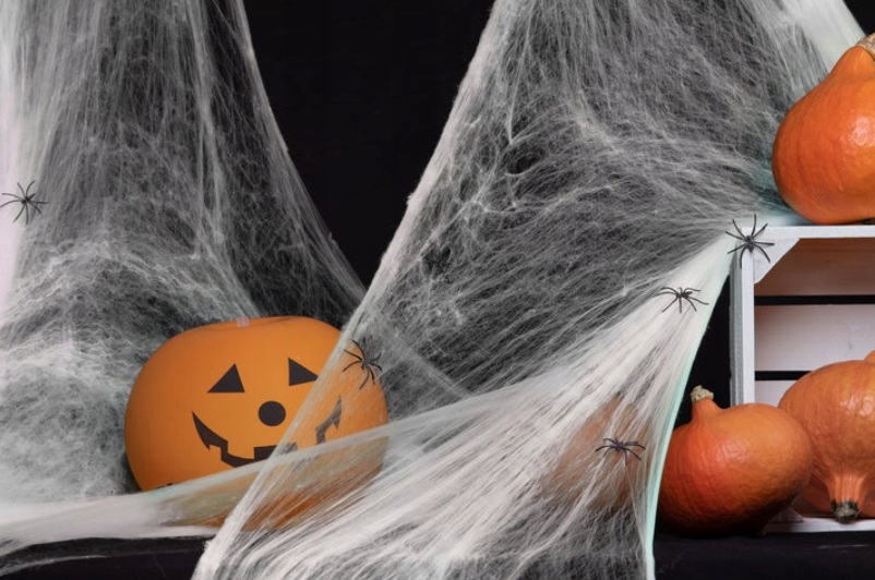 Pajęczyna biała Sieć 60 g Halloween Dekoracja 2x Pająk PAJĄKI HAL-033 - obrazek 3