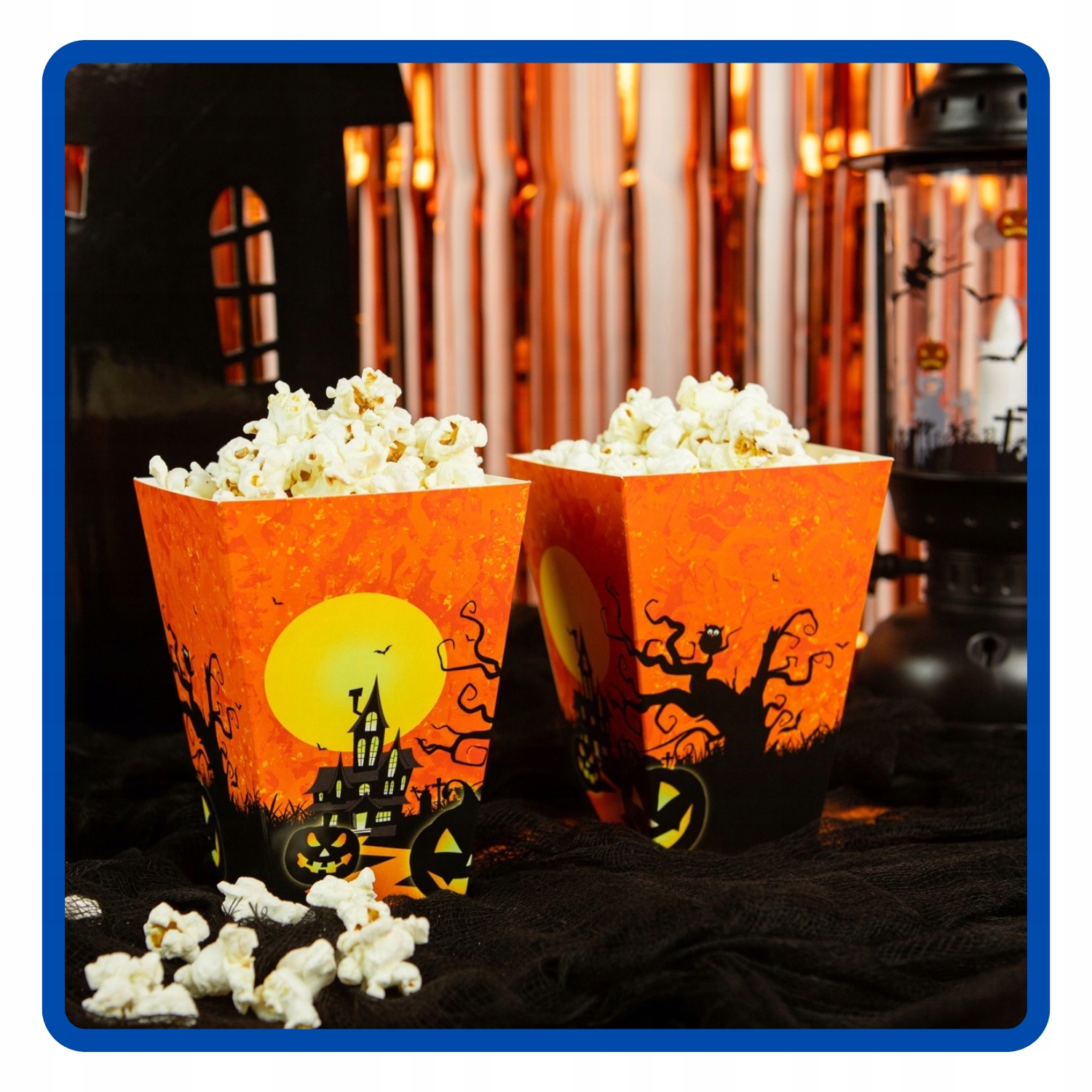 Pudełka na popcorn Nawiedzony Dom Halloween 6 sztuk HAL-054 - obrazek 3