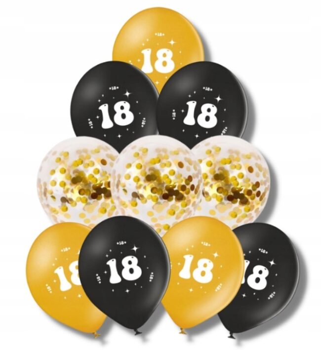Balony na 18 Urodziny Osiemnastka Mix 10 sztuk
