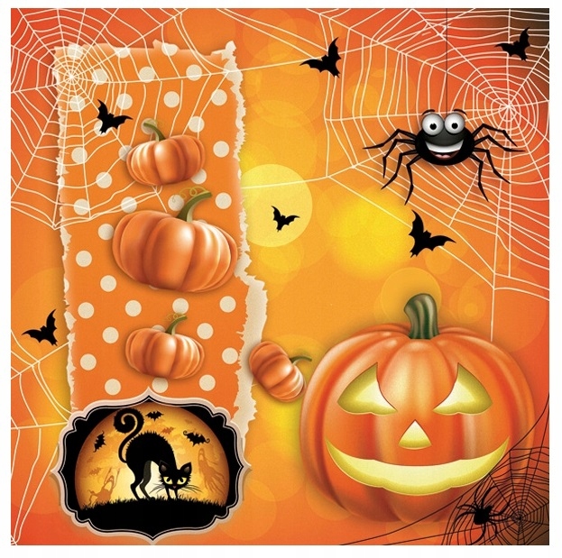 Serwetki papierowe pomarańczowe Halloween Dynia 20 sztuk HAL-191