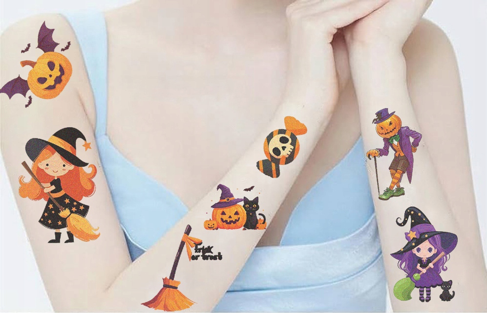 Tatuaże zmywalne 10x HALLOWEEN 10 arkuszy dla dzieci HAL-231 - obrazek 5