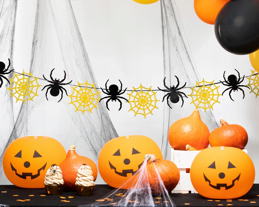 Girlanda Halloween Pająki i pajęczyny złoto-czarna 220cm HAL-093 - obrazek 2
