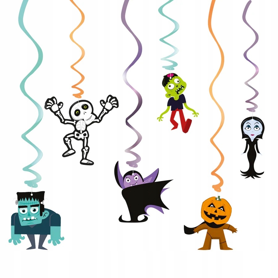 Świderki Dekoracja wisząca na Halloween Monsters Potwory 6 sztuk HAL-075B