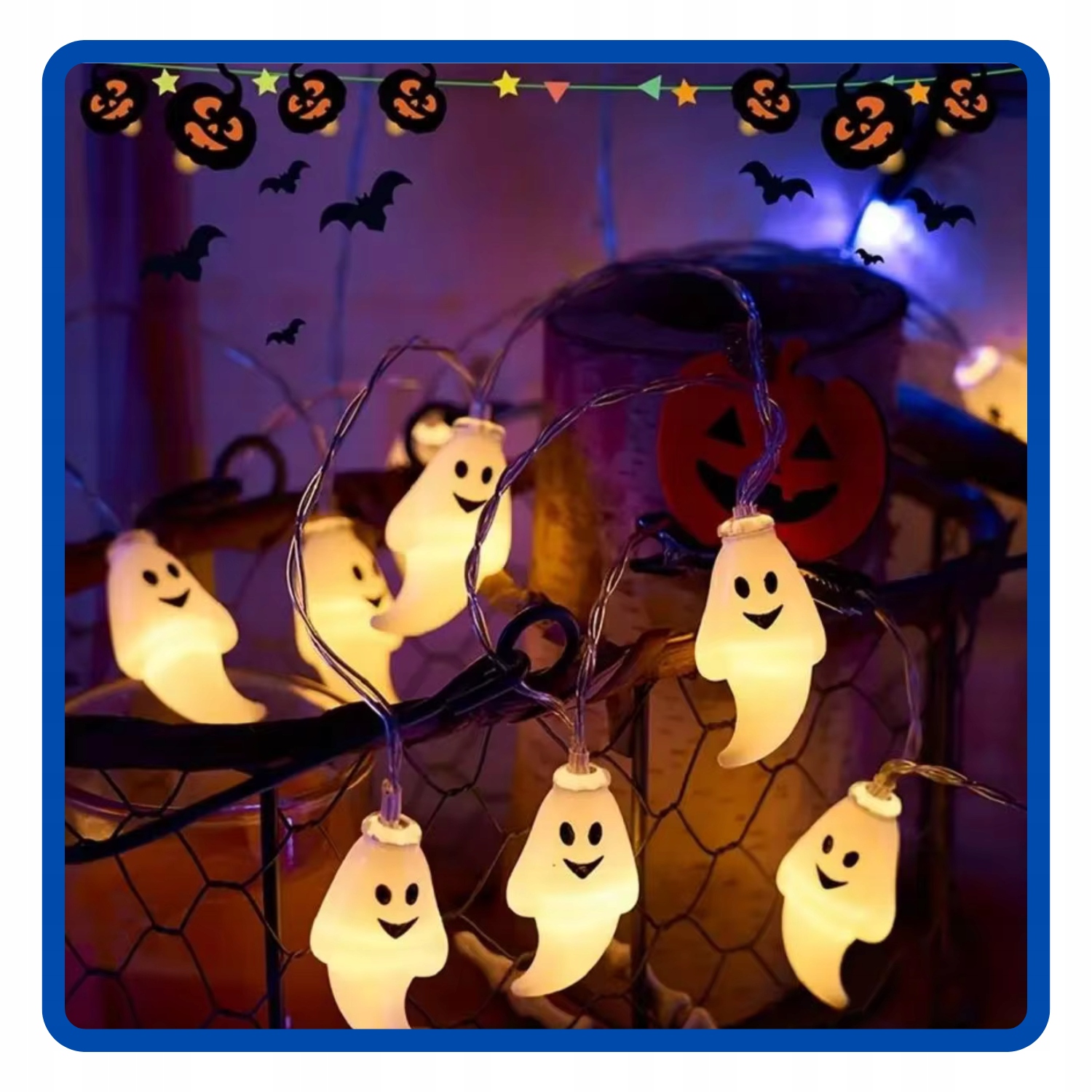 Girlanda świetlna lampki LED Duszki Duch 200 cm Halloween HAL-166 - obrazek 5