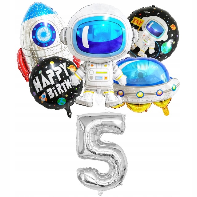 Zestaw Balony Kosmos Rakieta Astronauta 5 Urodziny