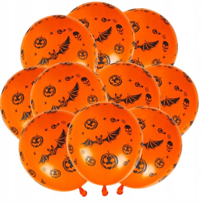 balony pomarańczowe na halloween