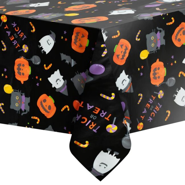 Obrus foliowy czarny na Halloween 137x274 cm Dynia Kot Duszek HAL-183