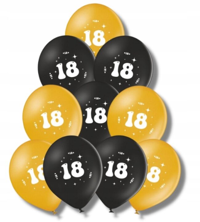 Balony na 18 Urodziny Osiemnastka Mix 10 sztuk