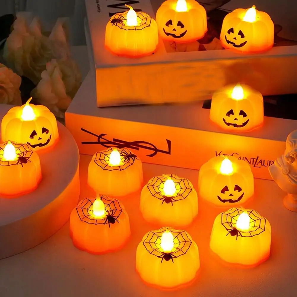 Lampka LED pomarańczowa Dynia z pajęczyną HALLOWEEN HAL-220 - obrazek 5