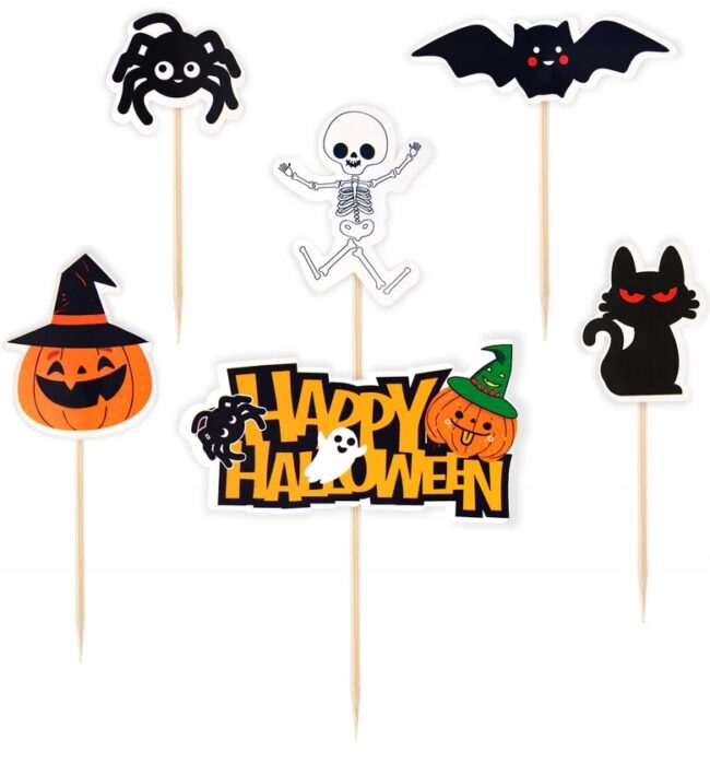 Toppery na ciasto Happy Halloween 6 sztuk HAL-080
