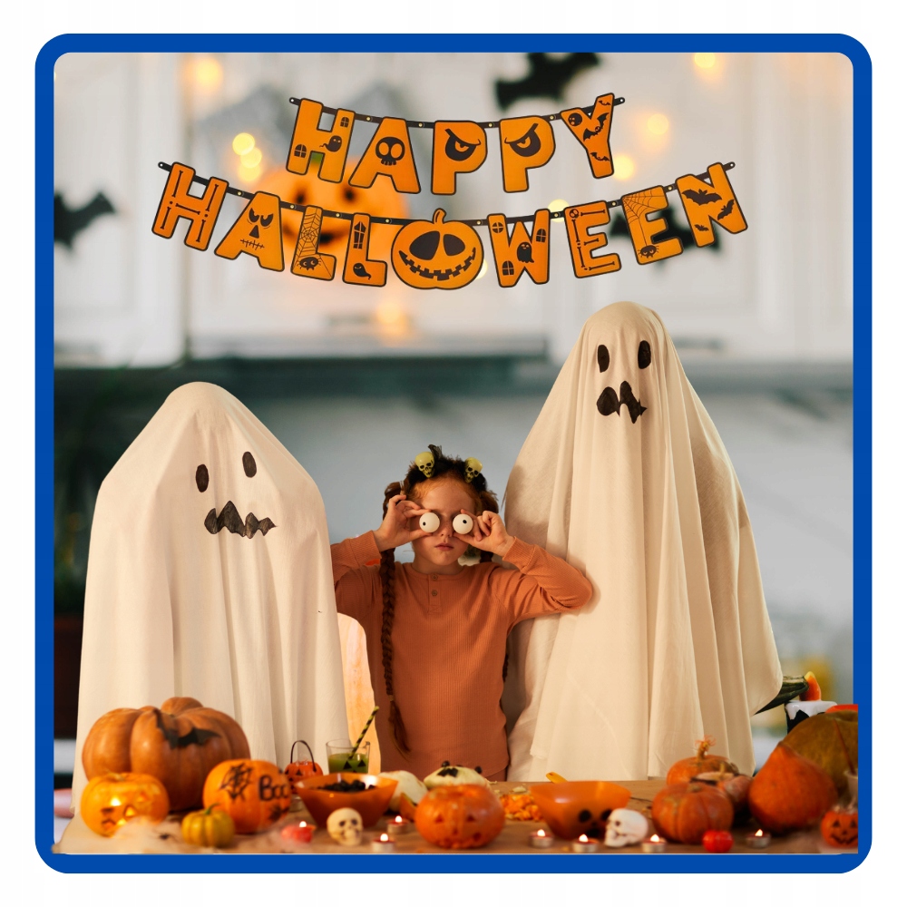 Baner Girlanda pomarańczowa HAPPY HALLOWEEN 185 cm Dynia HAL-087 - obrazek 4