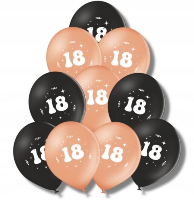 Balony na 18 Urodziny Osiemnastka Mix 10 sztuk