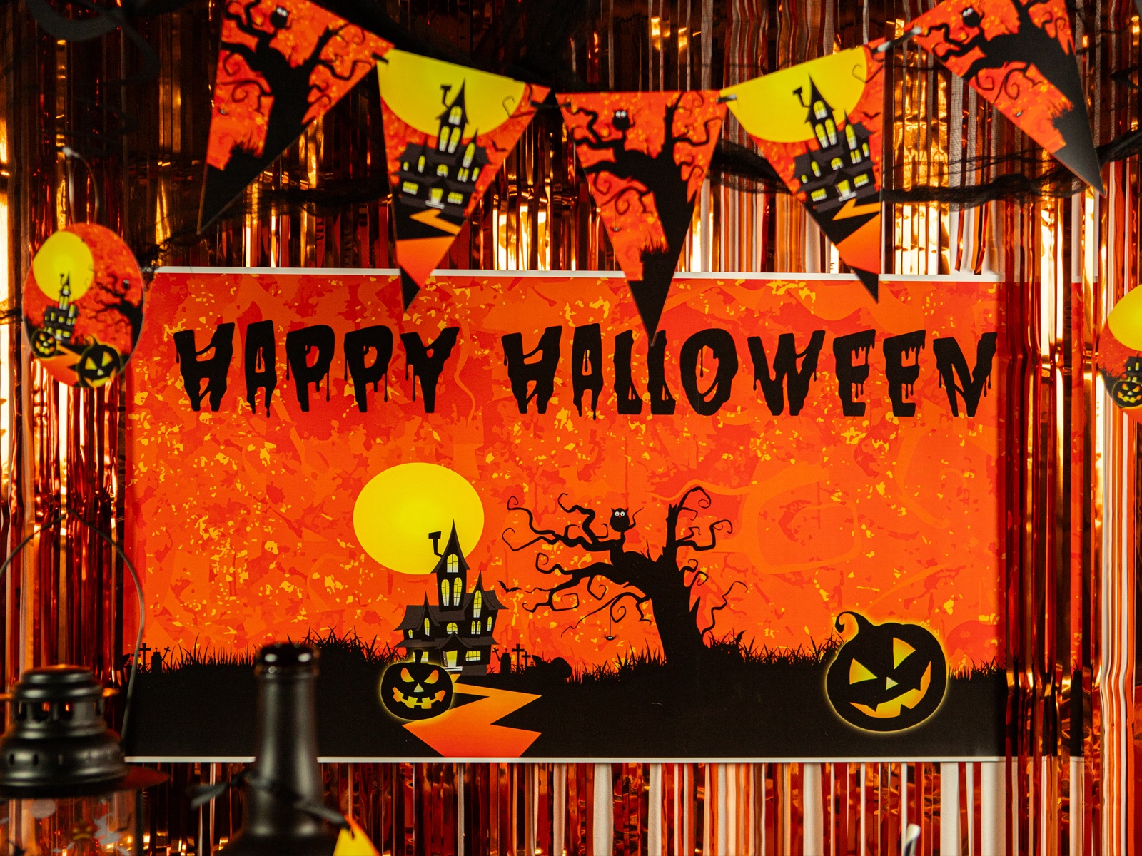 Plakat papierowy na Halloween Nawiedzony Dom 70x33 cm HAL-058 - obrazek 2