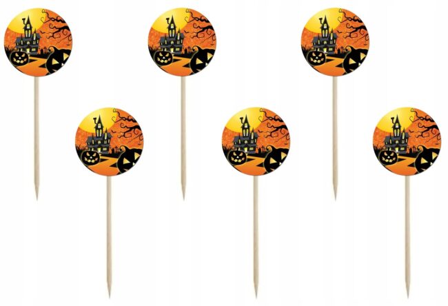 Pikery na ciasto Nawiedzony Dom Halloween 6 sztuk HAL-061