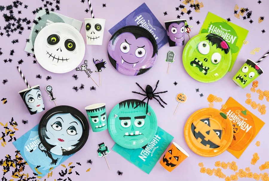 Talerzyki papierowe Halloween Monsters Potwory 18 cm 6 sztuk HAL-072 - obrazek 2