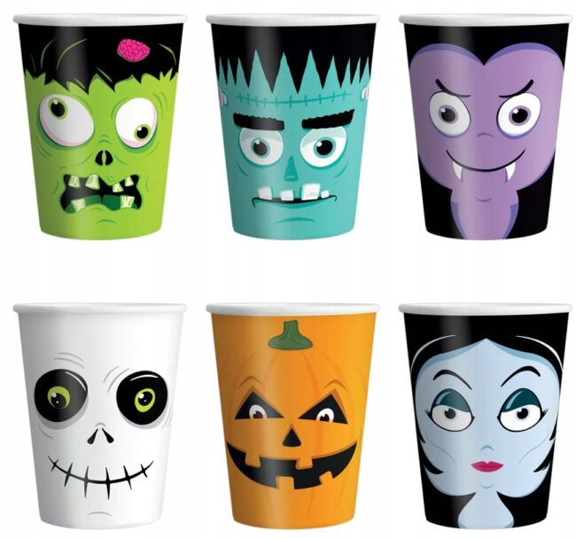 Kubeczki papierowe Halloween Monsters Potwory 6 sztuk HAL-073