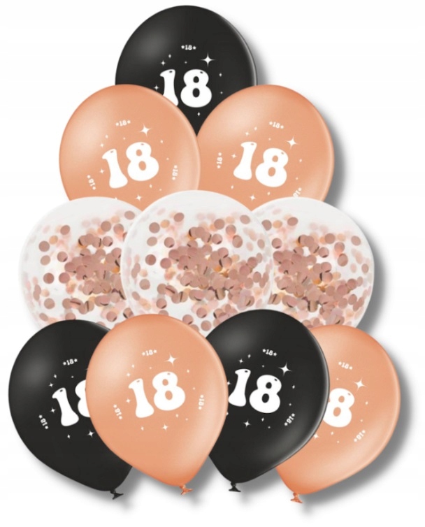 Balony na 18 Urodziny Osiemnastka Mix 10 sztuk