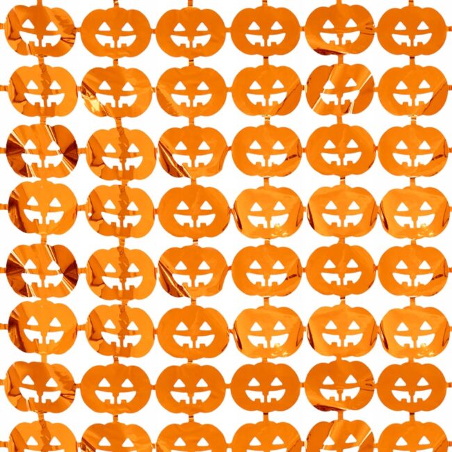 Kurtyna dekoracyjna pomarańczowa Dynie Dynia 100x200 cm Halloween HAL-184