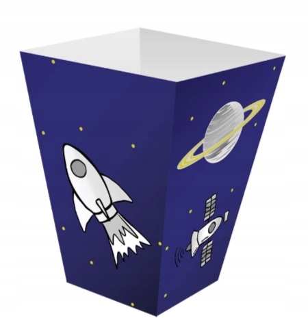 Pudełka na popcorn Kosmos Rakieta 6 sztuk Urodziny