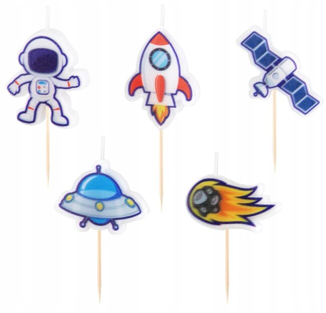 Świeczki Pikery Kosmos Rakieta Mix 5 sztuk