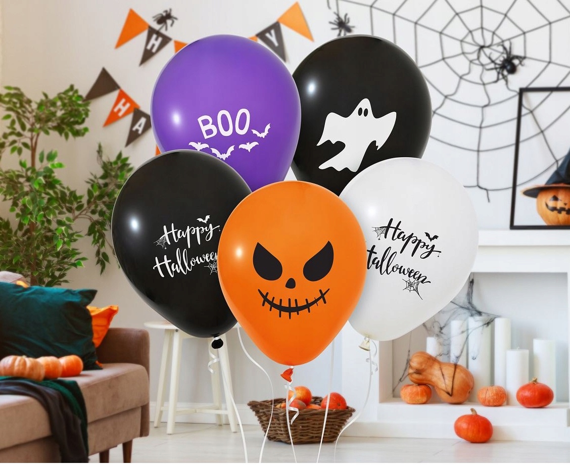 Balony lateksowe Happy Halloween Mix 5 sztuk HAL-132 - obrazek 2
