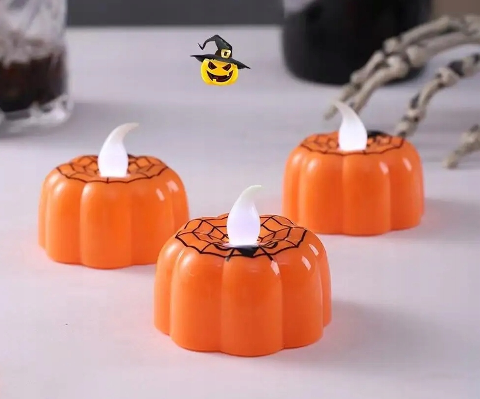 Lampka LED pomarańczowa Dynia z pajęczyną HALLOWEEN HAL-220 - obrazek 3