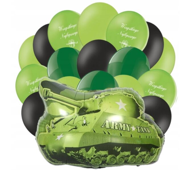 Balony zestaw Czołg Moro Wojsko Mix balonów 21 sztuk Urodziny