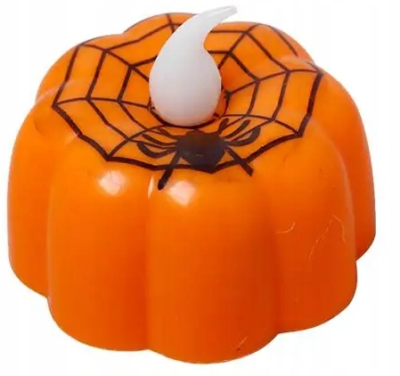 Lampka LED pomarańczowa Dynia z pajęczyną HALLOWEEN HAL-220 - obrazek 2