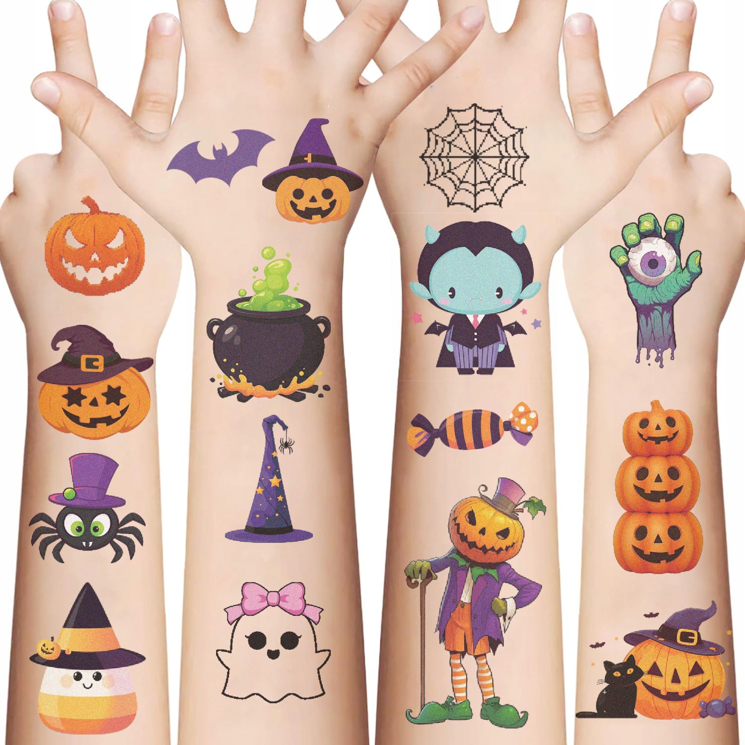 Tatuaże zmywalne 10x HALLOWEEN 10 arkuszy dla dzieci HAL-231 - obrazek 2