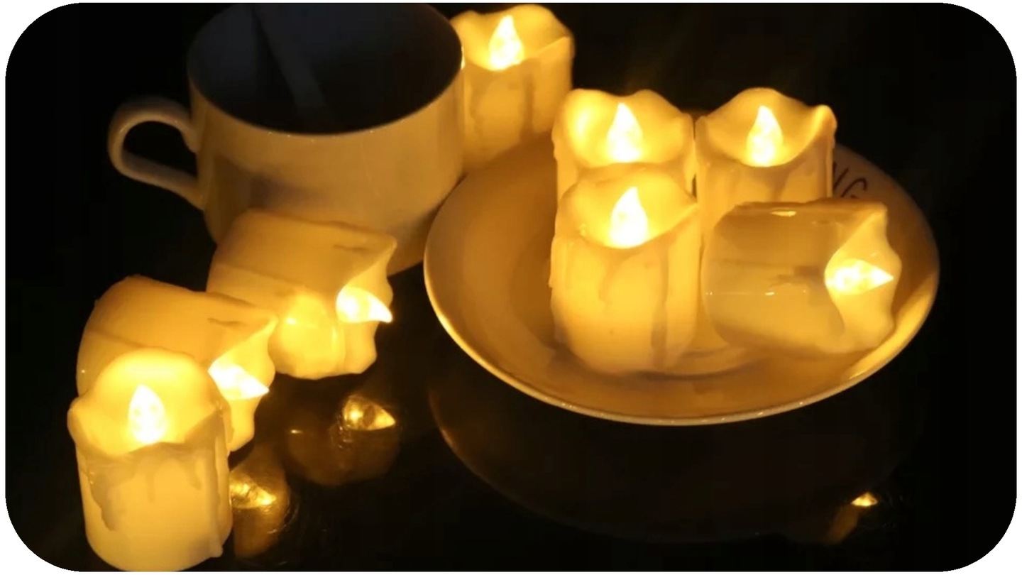5x Świeczka LED na baterie 5,5x3,5 cm CIEPŁY BIAŁY Halloween Andrzejki - obrazek 6