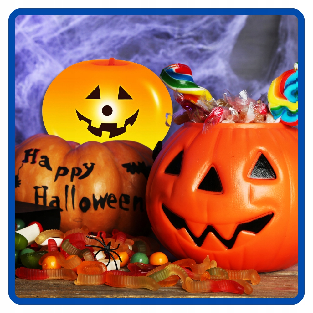 Balony lateksowe pomarańczowe ŚWIECĄCA DYNIA LED Halloween 3 sztuki HAL-147 - obrazek 8