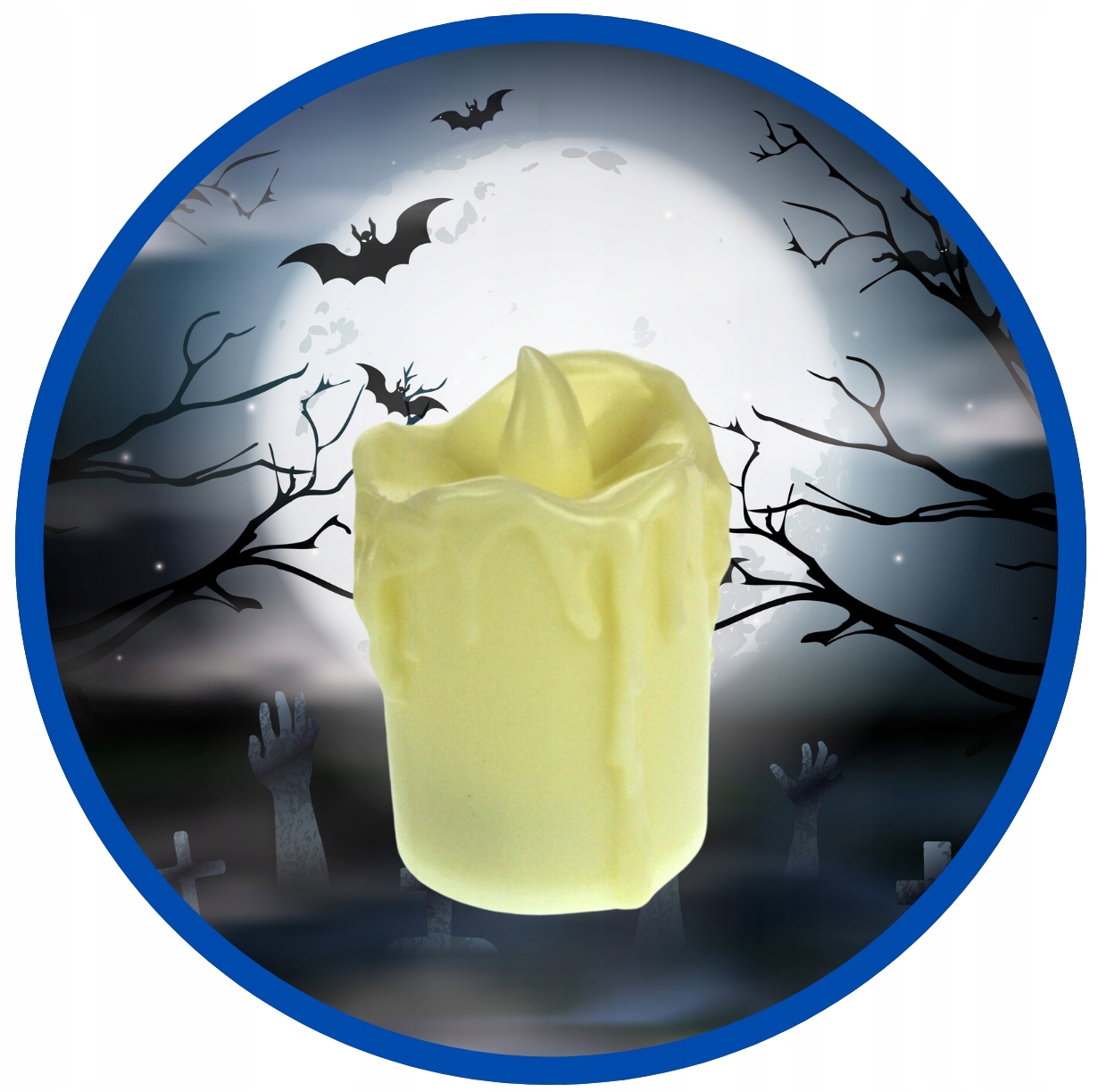 5x Świeczka LED na baterie 5,5x3,5 cm CIEPŁY BIAŁY Halloween Andrzejki - obrazek 3