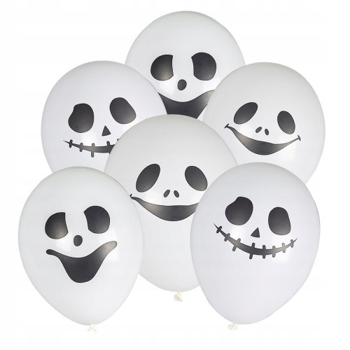 Balony lateksowe na Halloween Białe Duszki 6 sztuk HAL-225