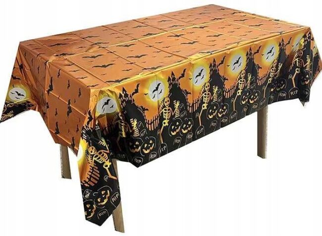Obrus foliowy na Halloween 137x274 cm Szkielet Dynie HAL-154