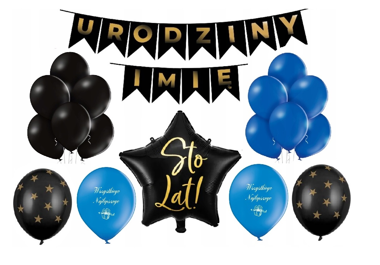 Zestaw Dekoracje Balony Urodziny Dowolne 10-99