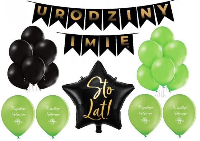 Zestaw Dekoracje Balony Urodziny Dowolne 10-99