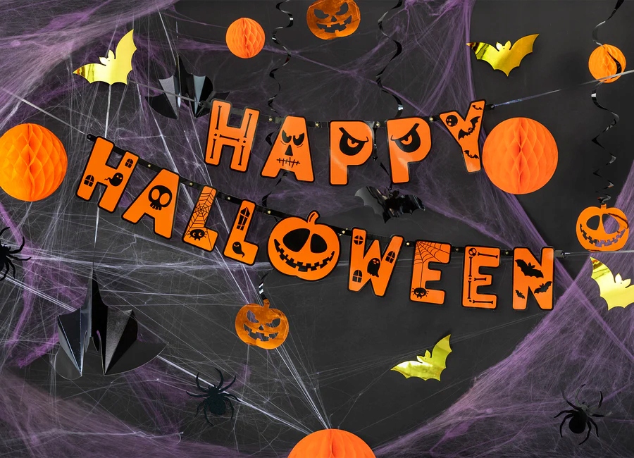 Baner Girlanda pomarańczowa HAPPY HALLOWEEN 185 cm Dynia HAL-087 - obrazek 6