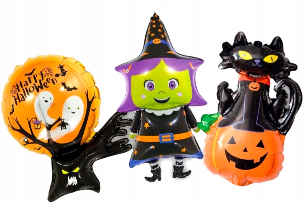 Zestaw Balony foliowe na Halloween Wiedźma Czarny Kot 3 sztuki HAL-120