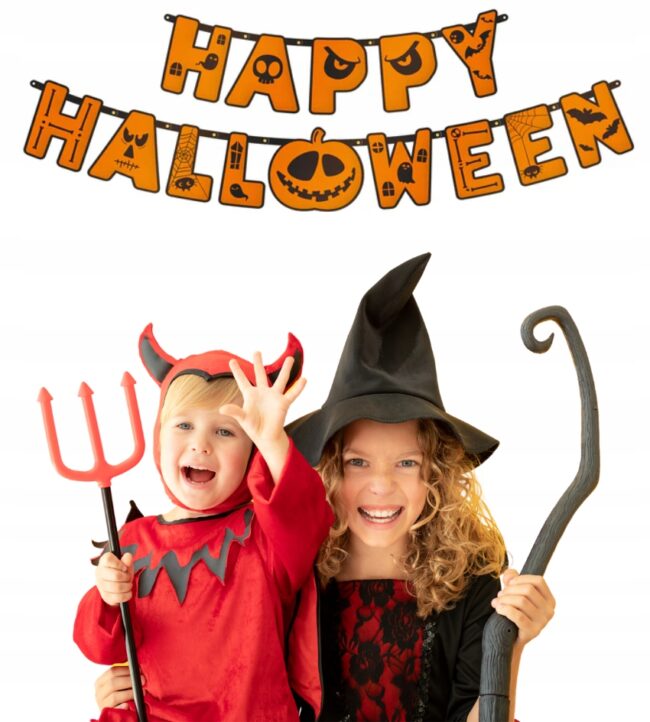 Baner Girlanda pomarańczowa HAPPY HALLOWEEN 185 cm Dynia HAL-087