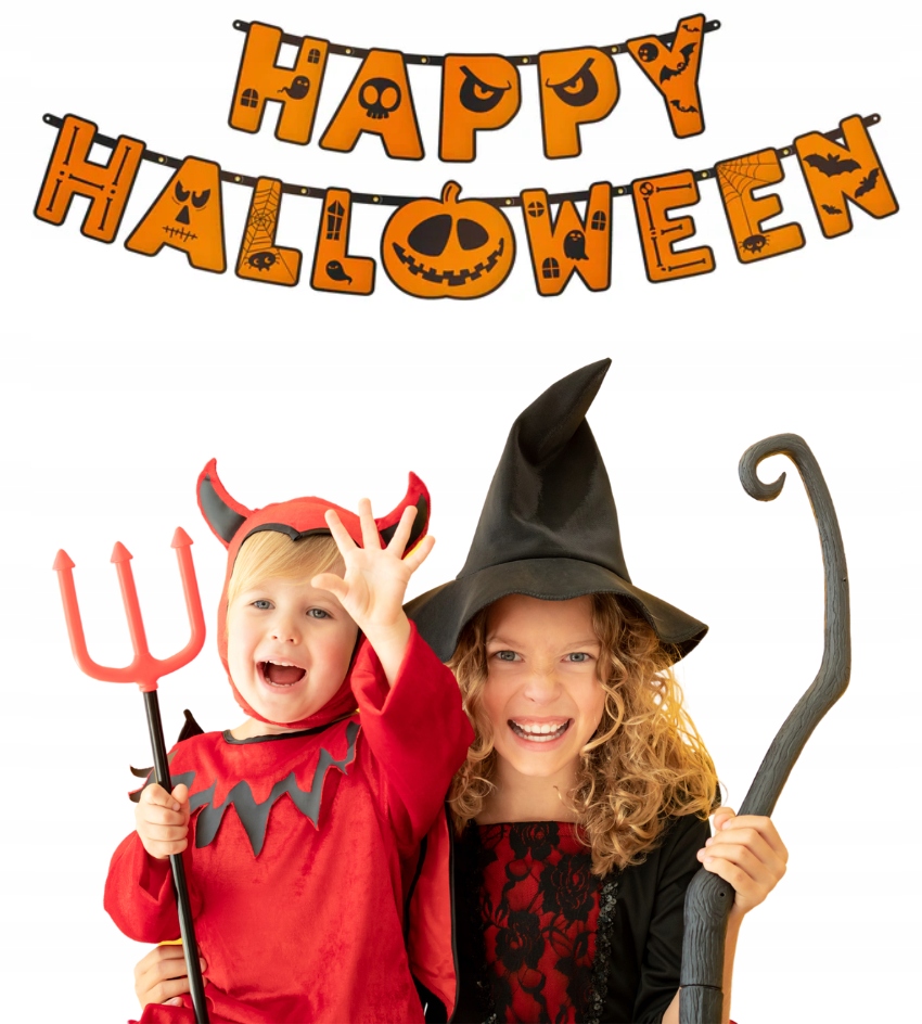 Baner Girlanda pomarańczowa HAPPY HALLOWEEN 185 cm Dynia HAL-087